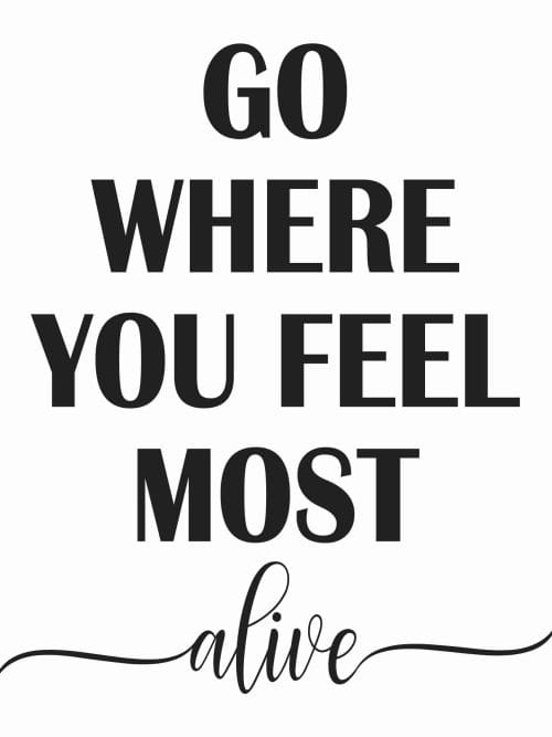 Go Where You Feel Most Alive Poster