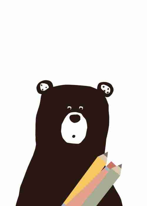 Bear With Pens Poster