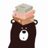 Bear With Books On Head Poster