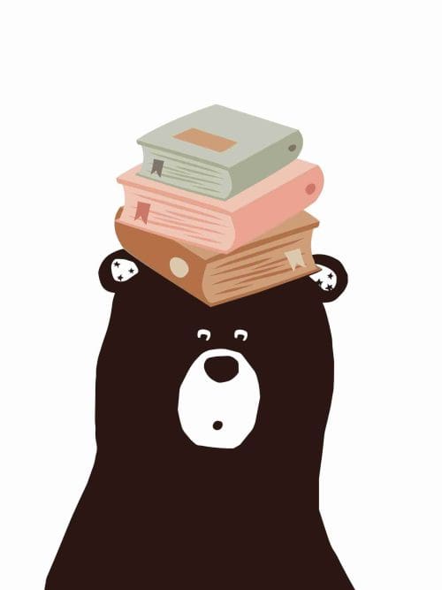 Bear With Books On Head Poster