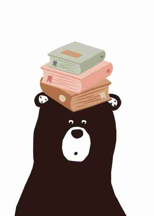 Bear With Books On Head Poster