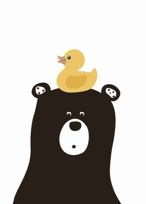 Bear With Duck On Head Poster