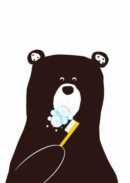 Bear Brushing Teeth Poster