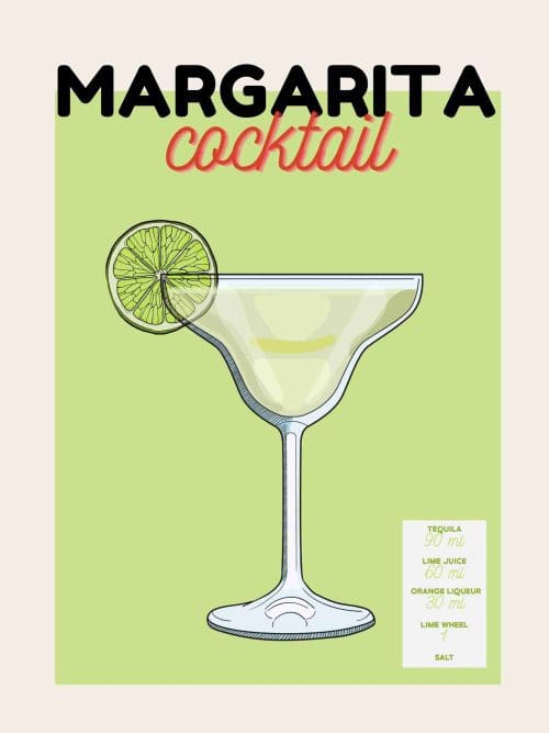 Margarita Cocktail Recept Poster