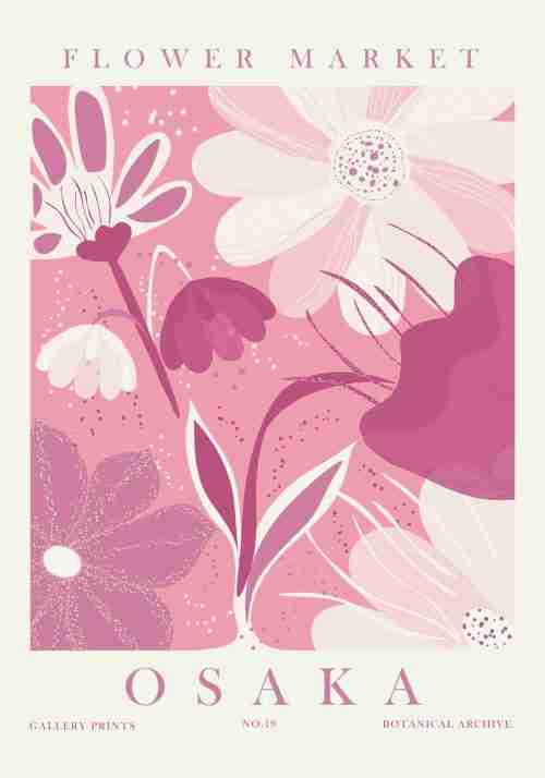 Osaka Blomstermarknad Pastell Poster