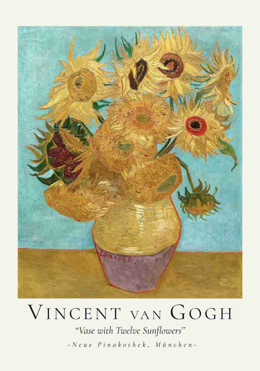 Vincent van Gogh Vas med Tolv Solrosor Poster