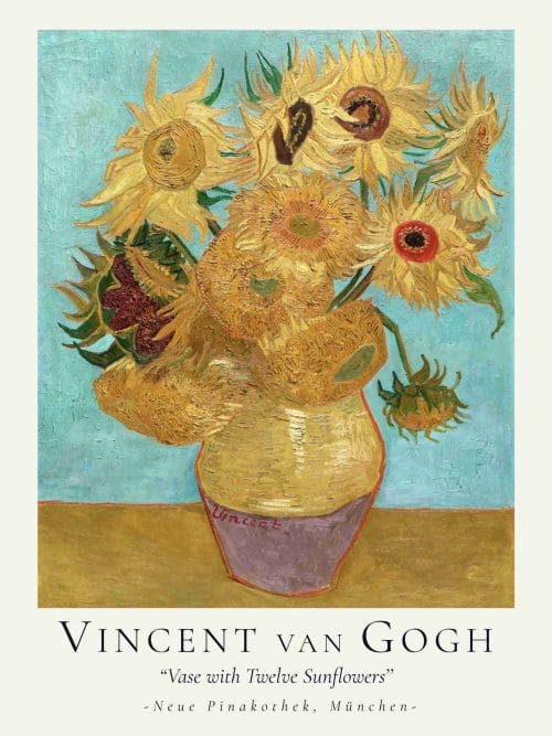 Vincent van Gogh Vas med Tolv Solrosor Poster