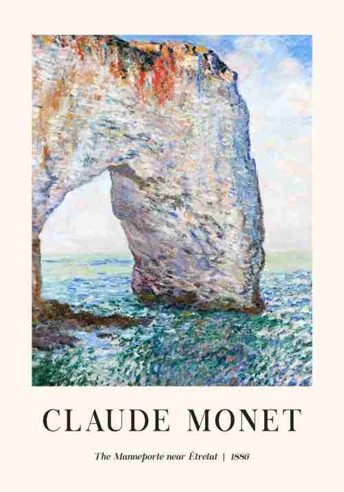 Claude Monet Klipporna på Stranden Poster