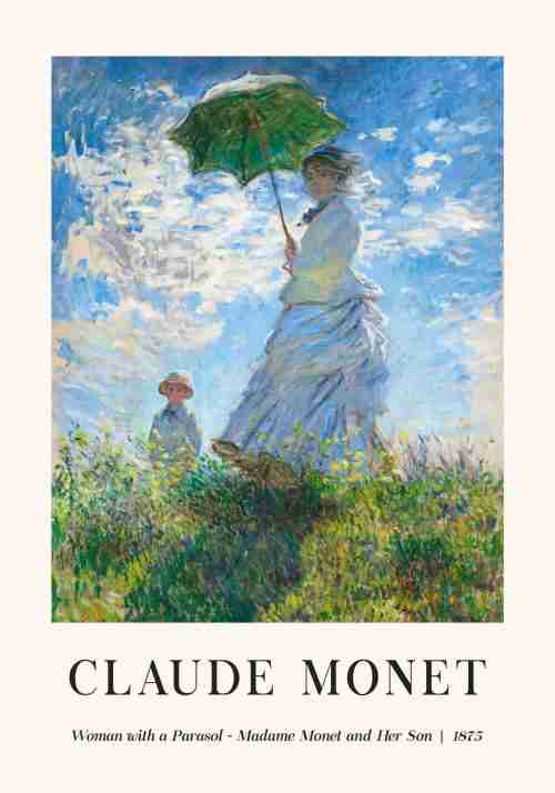 Claude Monet Kvinna med Paraply i Natur Poster