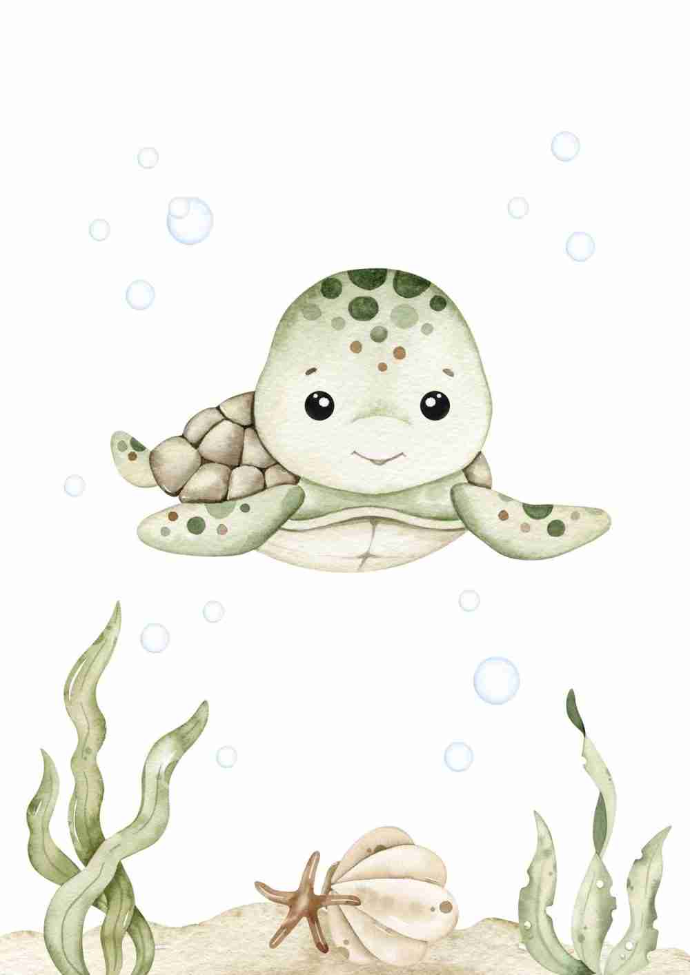 Glada Lilla Sköldpadda Poster