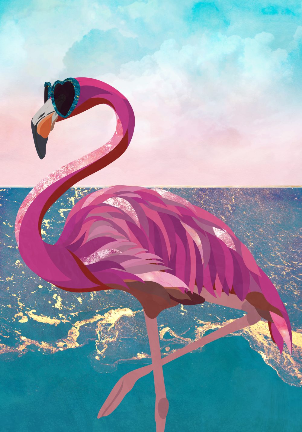 Flamingo i Solglasögon Poster