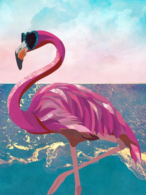 Flamingo i Solglasögon Poster