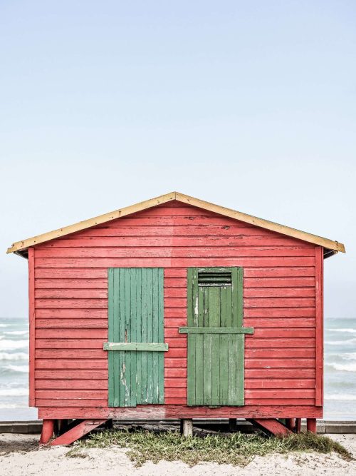 Strandhytt i Rött och Grönt Poster