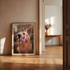 Golden Retriever med Rosa Blomma Poster